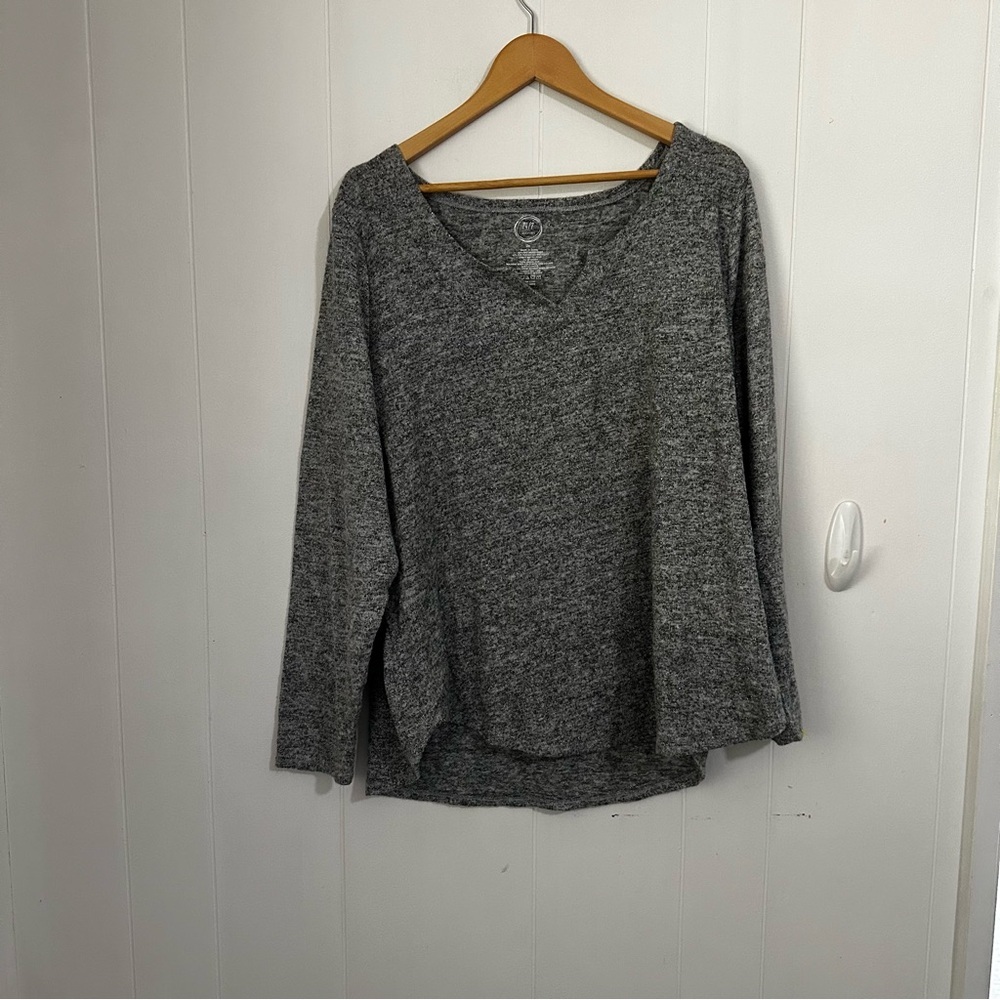 24/7 Comfort Apparel Gray 3/4 Sleeve Relaxed Blouse